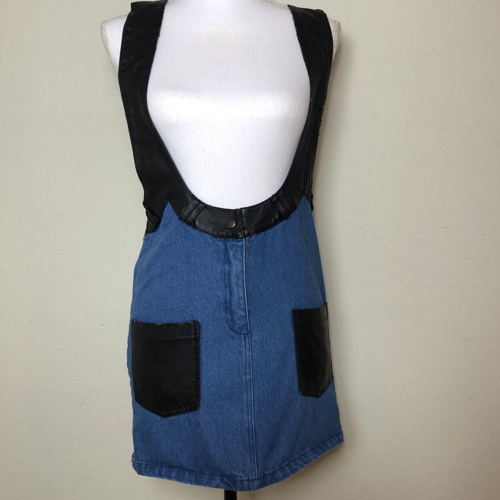 Overall skirt denim pleather
